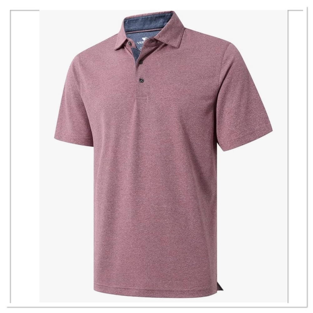 Men's Short Sleeve Polo, Cotton Blend, Moisture Wicking, Size Large